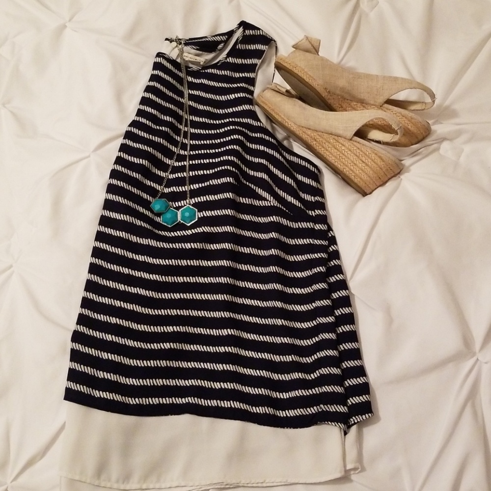 Navy Hi-Low Sleeveless top.